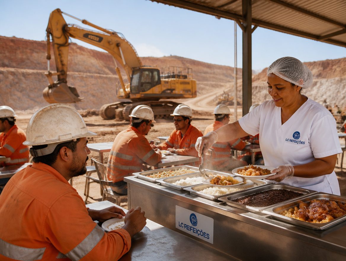 Trabalhadores de mineração em pausa para refeição